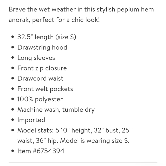 Sam Edelman Peplum Rain Anorak - Picture 4 of 4